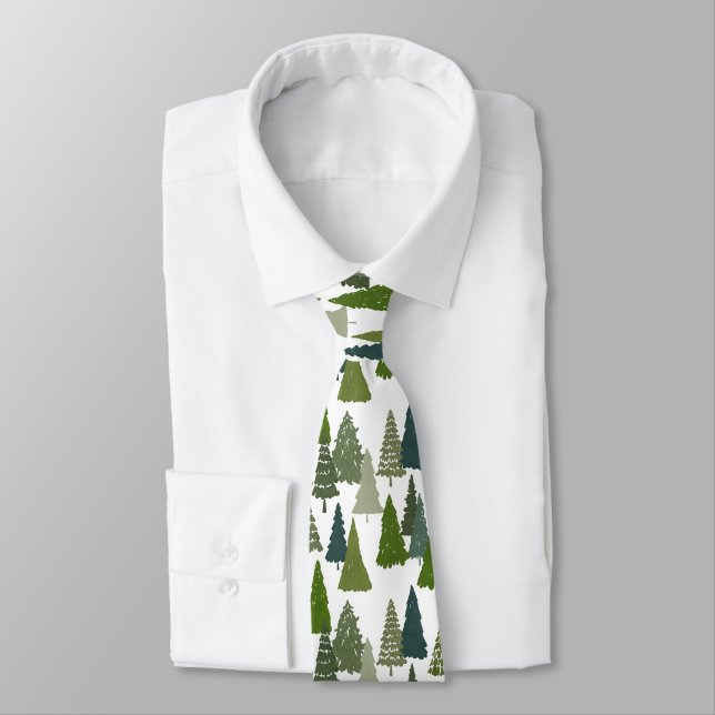 Watercolor Christmas Tree | Holiday Pattern  Neck Tie (Tied)