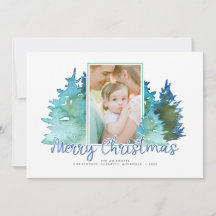 Watercolor Christmas Tree Holiday Photo