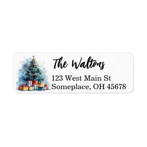 Watercolor Christmas Tree Label