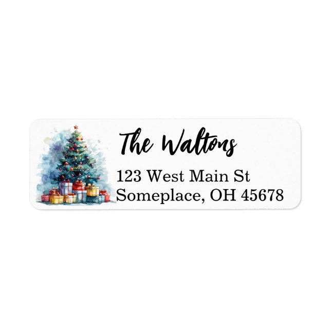 Watercolor Christmas Tree Label (Front)