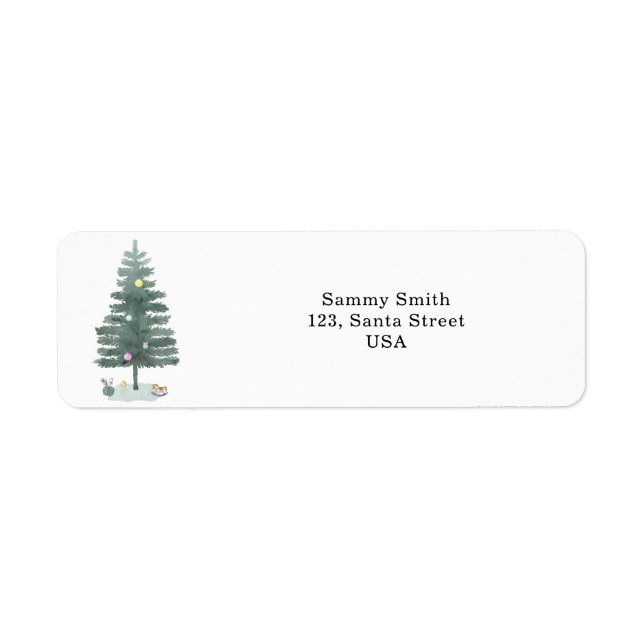 Watercolor Christmas tree Label (Front)