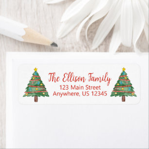 Watercolor Christmas Tree Label