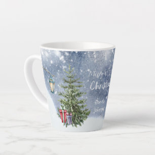 Watercolor Christmas Tree Lantern Gifts Memory Latte Mug