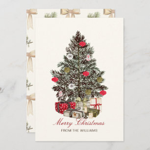 Watercolor Christmas Tree Merry Christmas Holiday Card