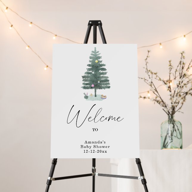 Watercolor christmas tree modern foam board (In Situ (Stand))