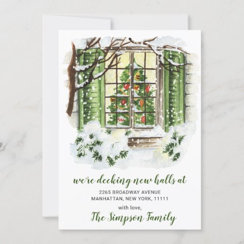 Watercolor Christmas Tree Moving Announcement