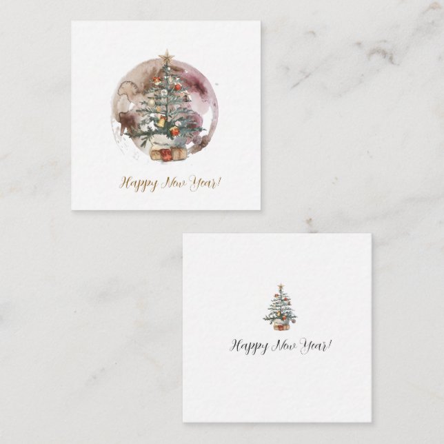 Watercolor Christmas Tree Note Card (Front/Back)