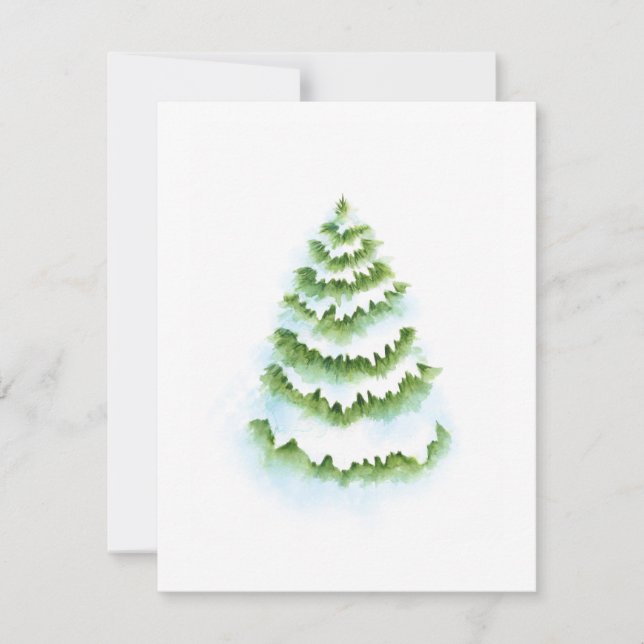 Watercolor Christmas Tree  Note Card (Front)