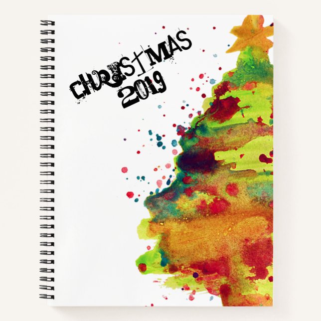 Watercolor Christmas Tree Notebook (Front)