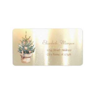 Watercolor Christmas Tree Ornaments Gold Label