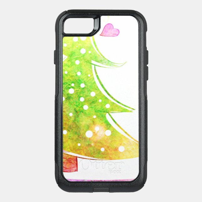 Watercolor Christmas Tree Otterbox iPhone Case (Back)