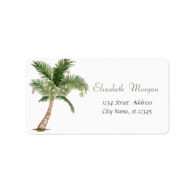 Watercolor Christmas Tree Palm Balls  Label (Front)