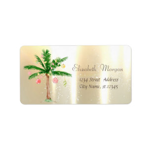 Watercolor Christmas Tree Palm Gold Label