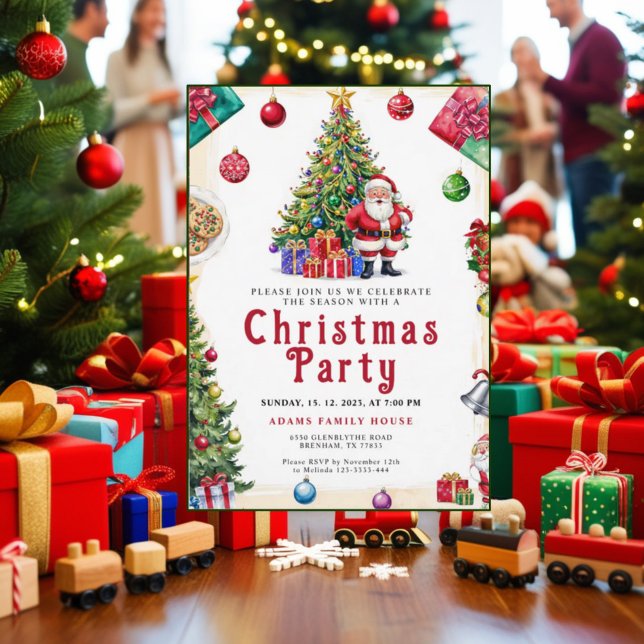 Watercolor Christmas Tree Party Invitation Card (Creator Uploaded)