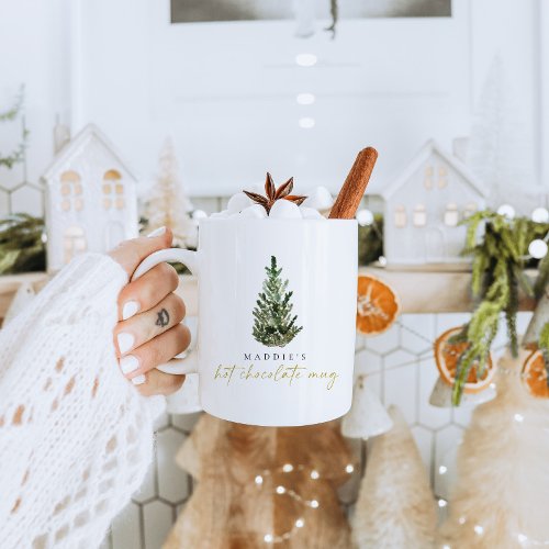 Watercolor Christmas Tree Personalized Christmas  Coffee Mug