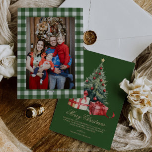 Watercolor Christmas Tree Photo Christmas Card