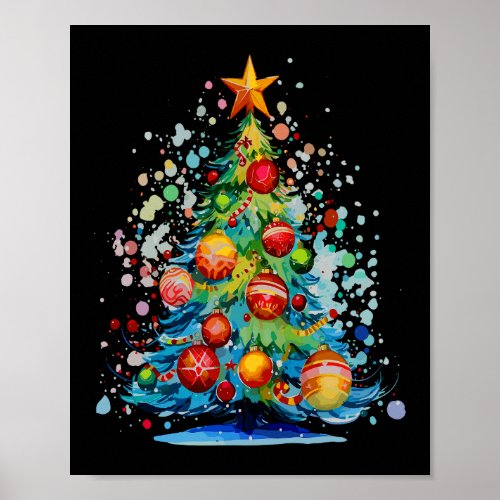 Watercolor Christmas Tree  Poster