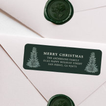 Watercolor Christmas Tree Return Address Label