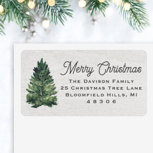 Watercolor Christmas Tree Return Address Label