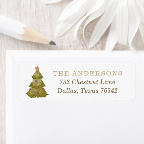 Watercolor Christmas Tree Return Address Label