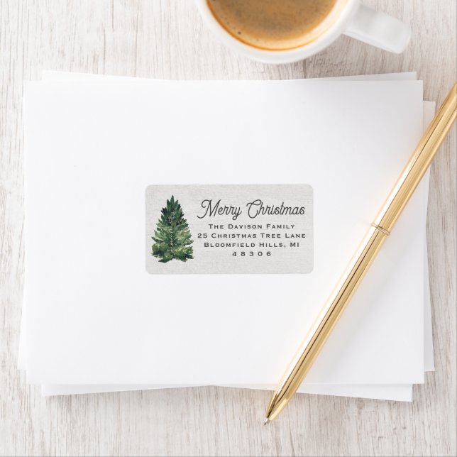Watercolor Christmas Tree Return Address Label (Insitu)