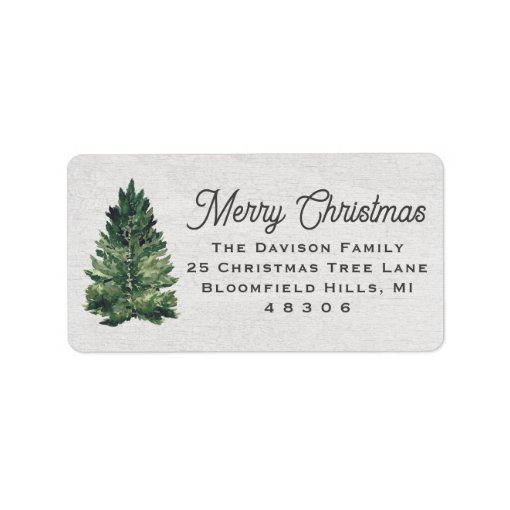 Watercolor Christmas Tree Return Address Label Zazzle