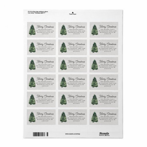Watercolor Christmas Tree Return Address Label Zazzle