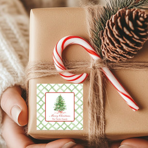 Watercolor Christmas Tree Square Sticker