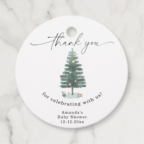 Watercolor Christmas tree Thank you Favor Tags