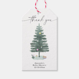 Watercolor Christmas tree - thank you Gift Tags