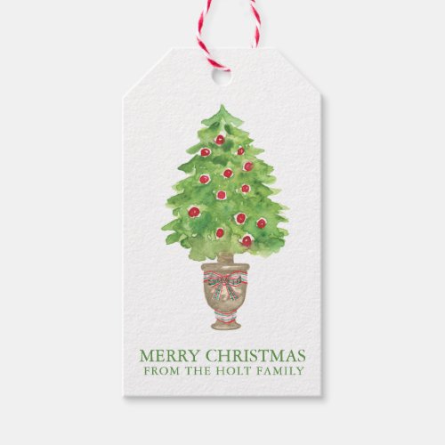 Watercolor Christmas Tree Topiary Gift Tags