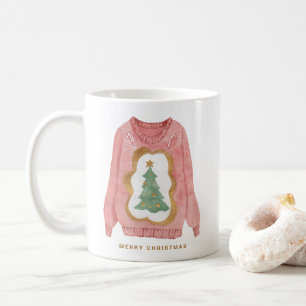 Watercolor Christmas Tree Ugly Sweater Holiday Coffee Mug