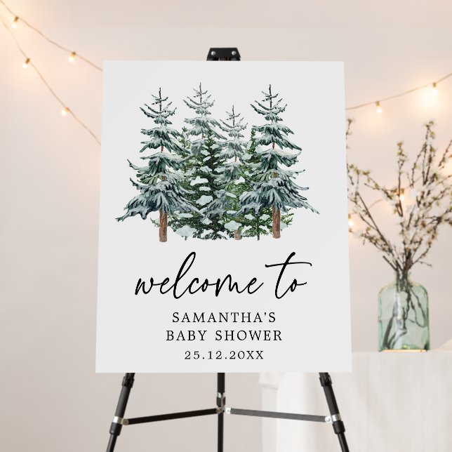 Watercolor Christmas Tree Winter Baby Shower  Foam Board (In Situ (Stand))