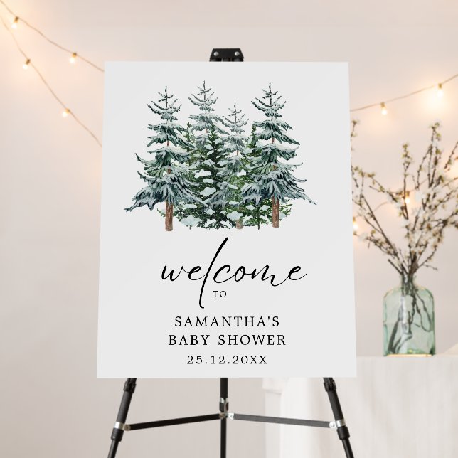Watercolor Christmas Tree Winter Baby Shower  Foam Board (In Situ (Stand))