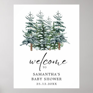 Watercolor Christmas Tree Winter Baby Shower  Poster