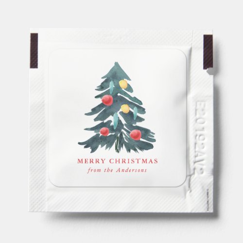 Watercolor Christmas Tree with Ornaments Holiday Hand Sanitizer Packet