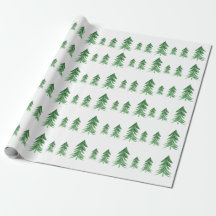 Watercolor Christmas Tree Wrapping Paper