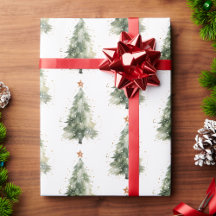 Watercolor Christmas Tree Wrapping Paper