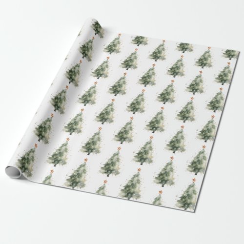 Watercolor Christmas Tree Wrapping Paper