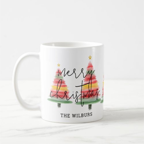 Watercolor Christmas Trees Coffee Mug