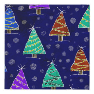 Watercolor Christmas Trees: Forest Pattern. Faux Canvas Print