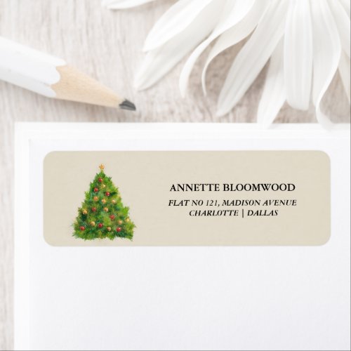 Watercolor Christmas Trees  Holiday  Label