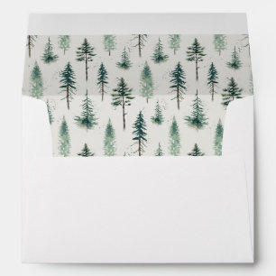 Watercolor Christmas Trees Holiday Pattern Envelope