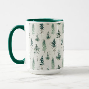 Watercolor Christmas Trees Holiday Pattern Mug