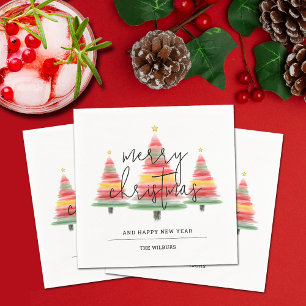 Watercolor Christmas Trees Napkins