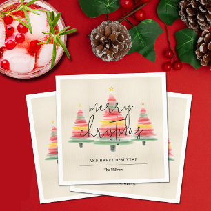 Watercolor Christmas Trees Napkins
