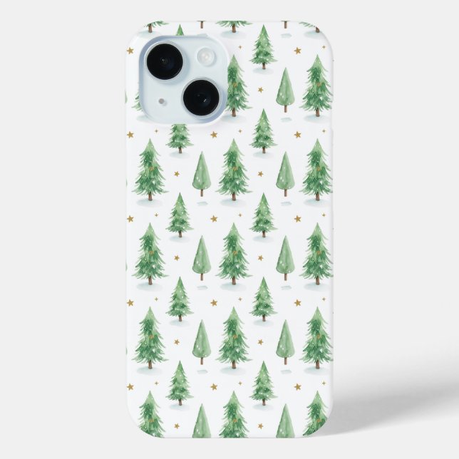 Watercolor Christmas Trees Seamless Pattern Case-Mate iPhone Case (Back)