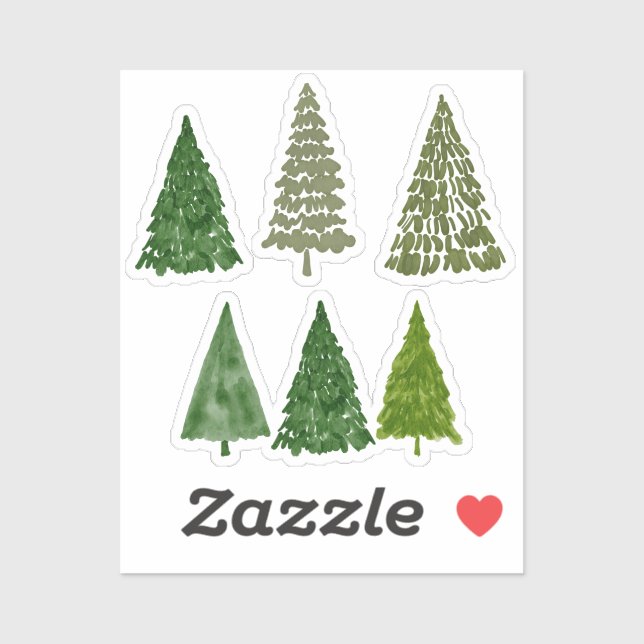 Watercolor Christmas Trees Sticker (Sheet)