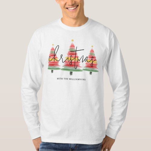 Watercolor Christmas Trees T_Shirt