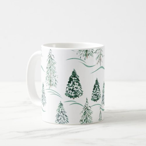 Watercolor Christmas trees Winter forest Coffee Mug